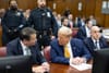 Former President Trump appears in court with his attorneys. (Photo by Justin Lane - Pool/Getty Images)