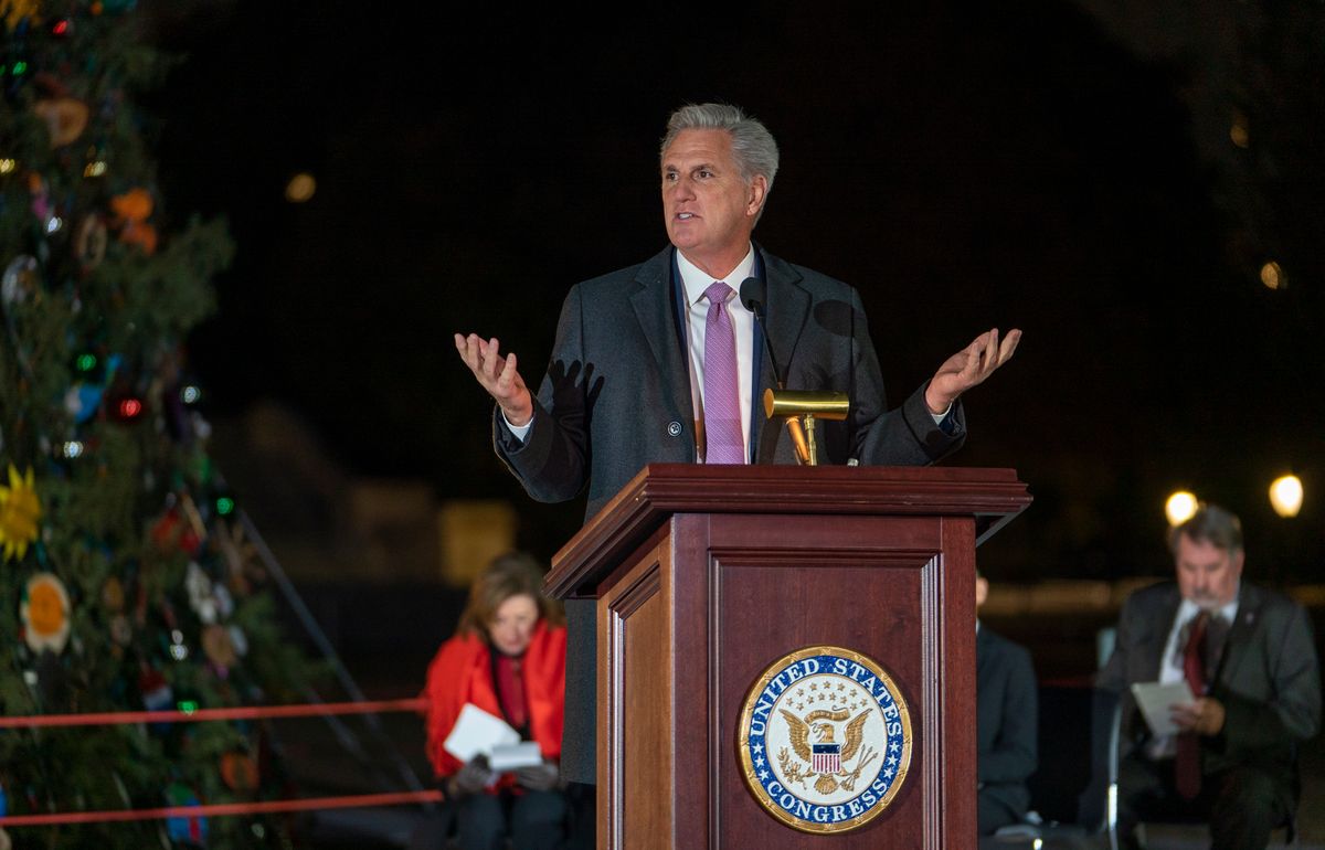 House Speaker Kevin McCarthy speaking in 2021. Image: Tanya Flores