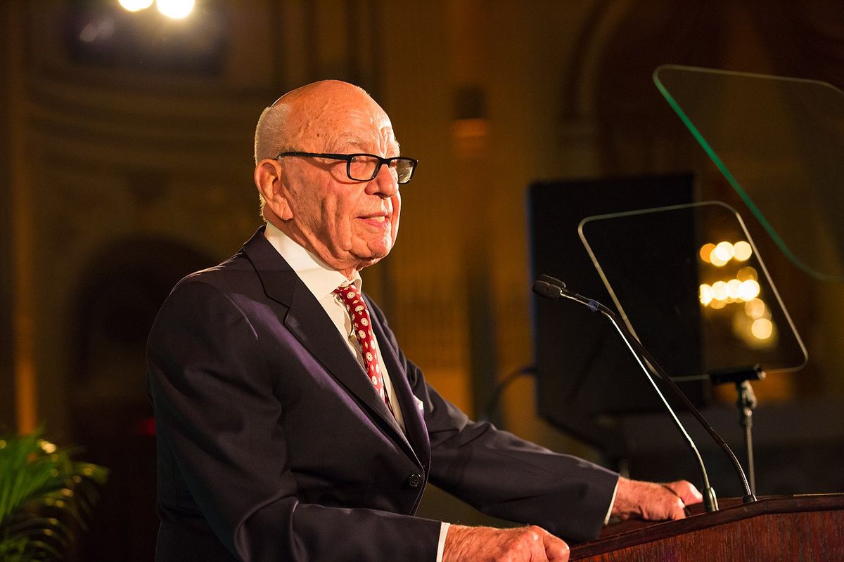 Rupert Murdoch receiving the global leadership award in 2015. Image: Hudson Institute