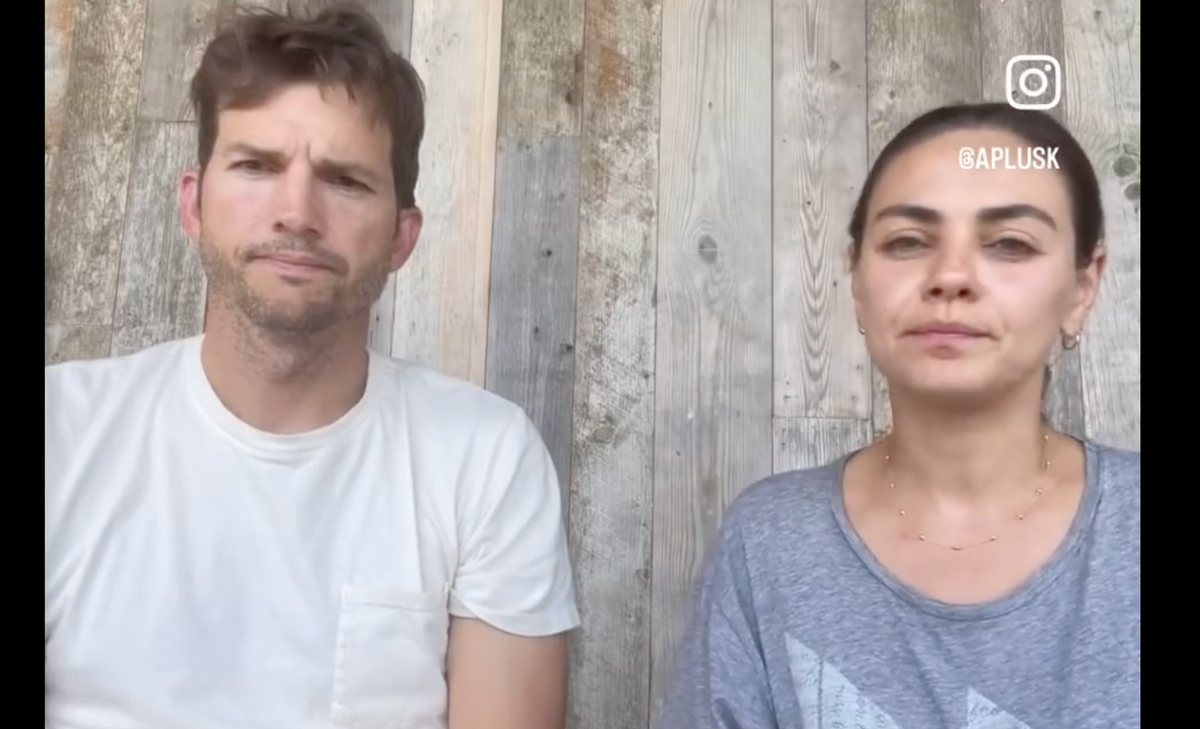 A screenshot from a video posted by Ashton Kutcher and Mila Kunis. Image: Ashton Kutcher Instagram