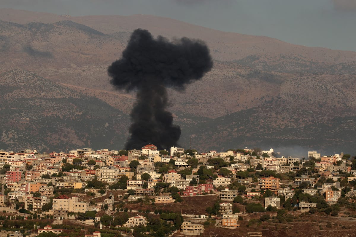 Smoke billows during Israeli bombing on the southern Lebanese village of Khiam. (Photo by RABIH DAHER/AFP via Getty Images)