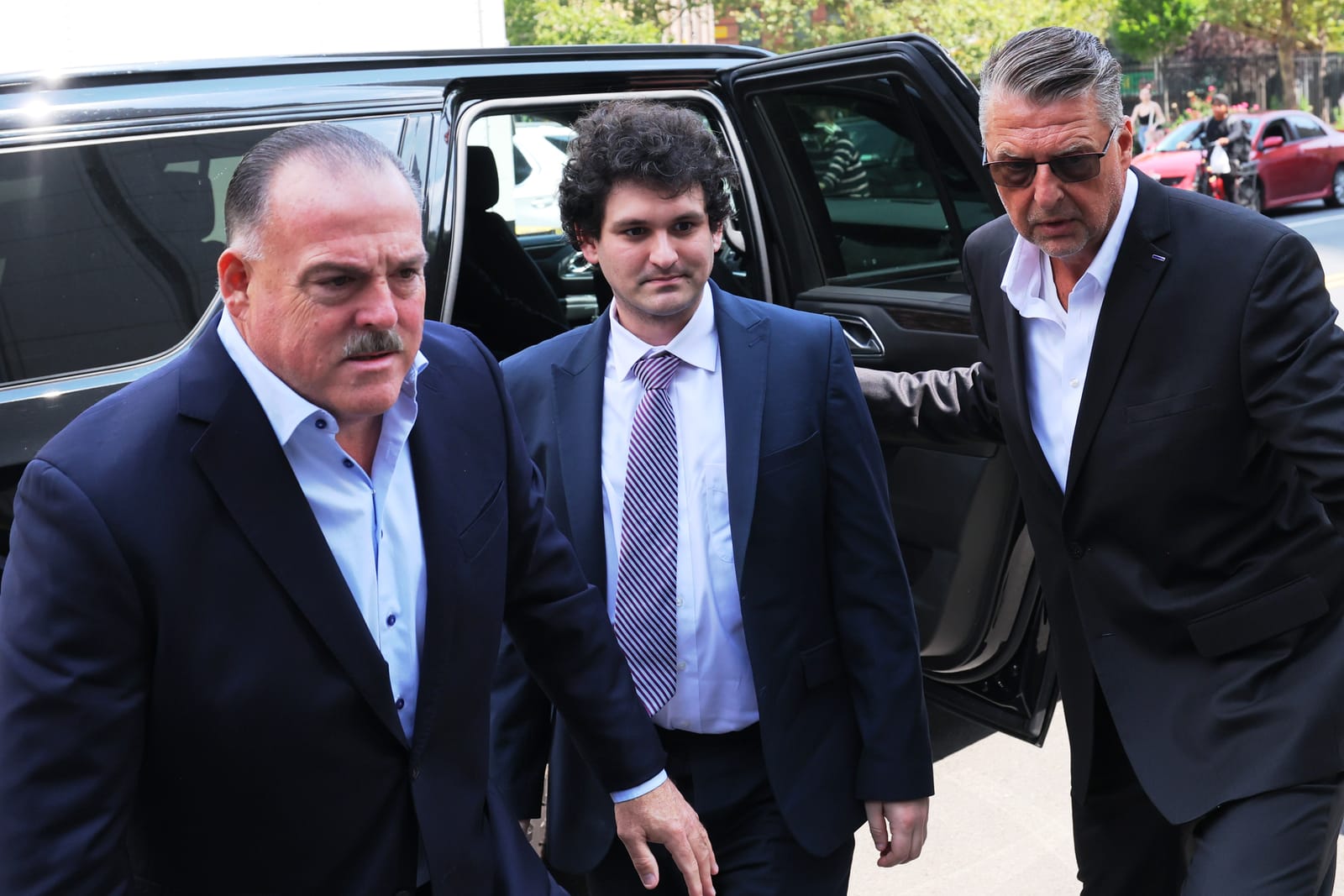 Sam Bankman-Fried arriving to court in August for a bail hearing. (Photo by Michael M. Santiago/Getty Images)