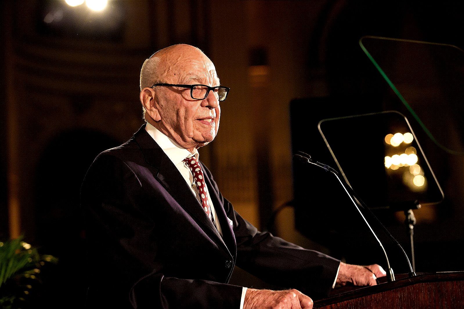 Rupert Murdoch receiving the global leadership award in 2015. Image: Hudson Institute