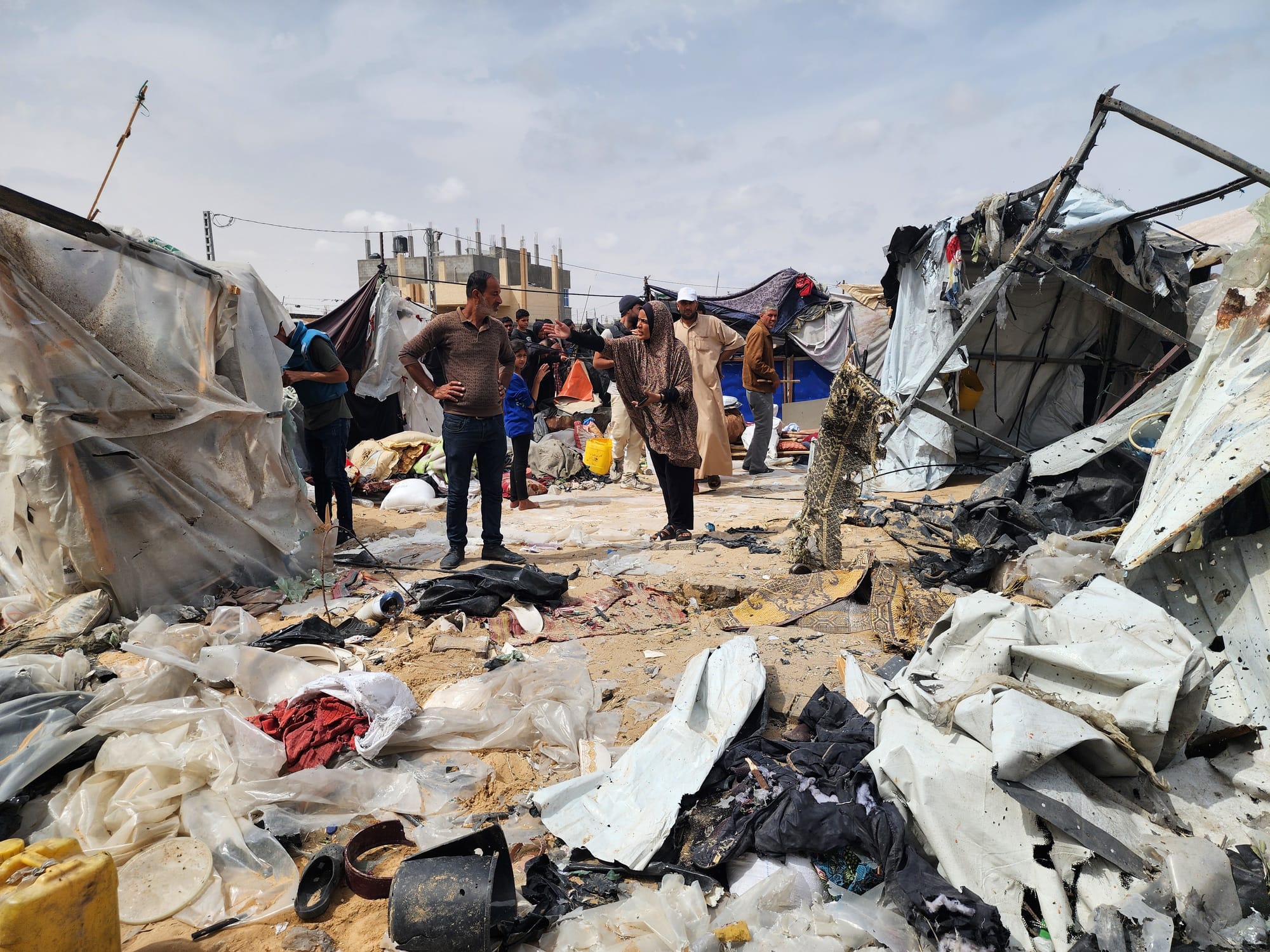 The aftermath of an Israeli strike in Rafah. (Hani Alshaer/Anadolu via Getty Images)