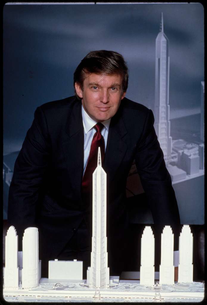 Donald Trump poses with an architectural model in 1985 | Library of Congress