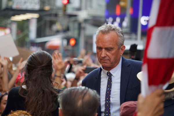 Robert F. Kennedy Jr. and a "health freedom" rally. Photo: Pamela Drew 