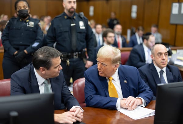 Former President Trump appears in court with his attorneys. (Photo by Justin Lane - Pool/Getty Images)