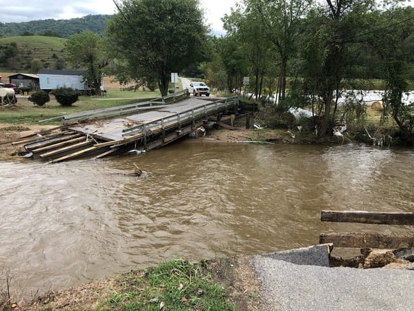 A bridge washout caused by Helene | Anonymous, North Carolina